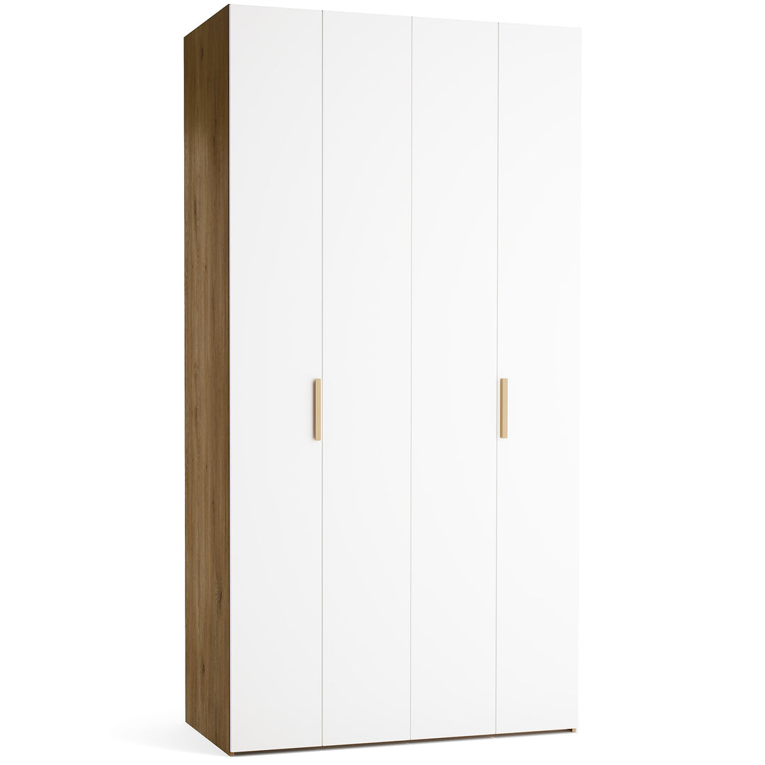 Dulap cu 4 usi albe si carcasa stejar VOX Stor L 125 cm