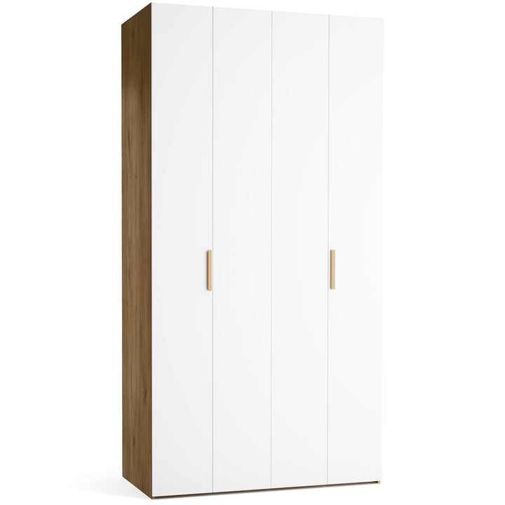 Dulap cu 4 usi albe si carcasa stejar VOX Stor L 125 cm
