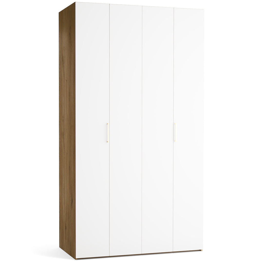 Dulap cu 4 usi albe si carcasa stejar VOX Stor L 125 cm