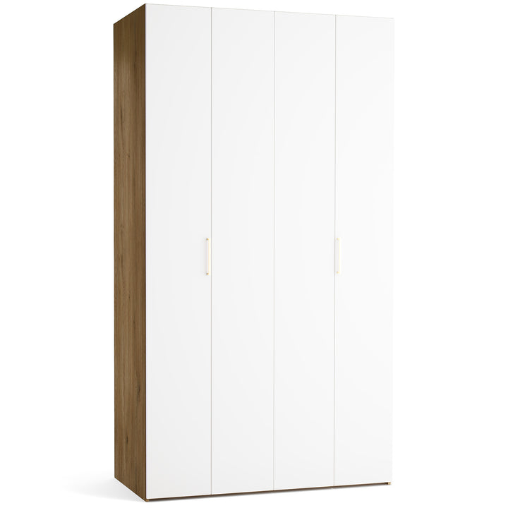 Dulap cu 4 usi albe si carcasa stejar VOX Stor L 125 cm