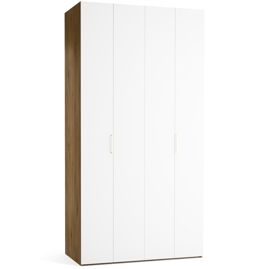 Dulap cu 4 usi albe si carcasa stejar VOX Stor L 125 cm