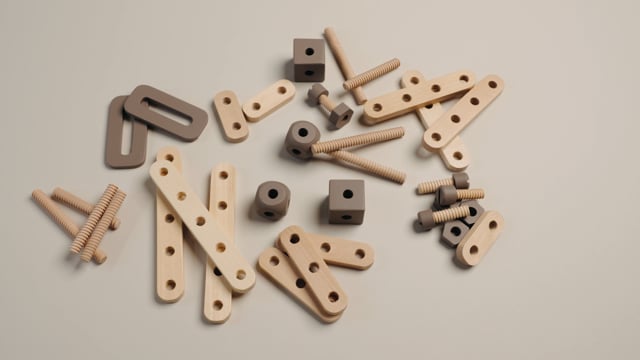 Joc piese de constructie, Play, lemn de mesteacan 17x1 cm