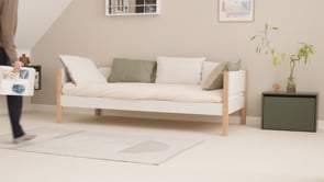 Pat single pentru copii, Nor, MDF si lemn de stejar, 90x190/200 cm