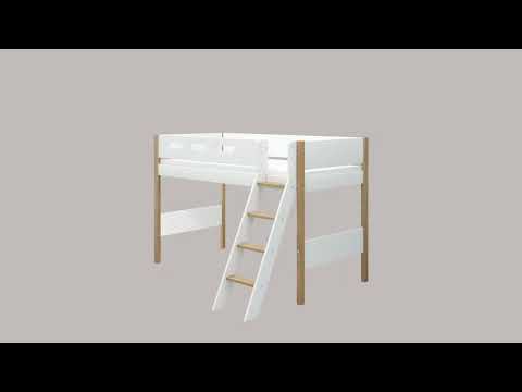 Pat copii cu extensie si 2 sertare, Nor, MDF si stejar, 90x190/200 cm