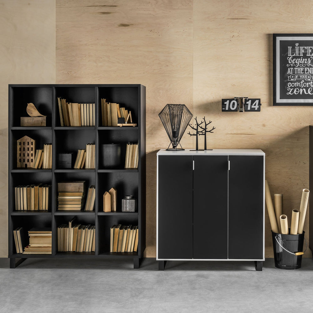 Biblioteca ingusta cu 5 rafturi, gri inchis, VOX Simple 39x38x185 cm