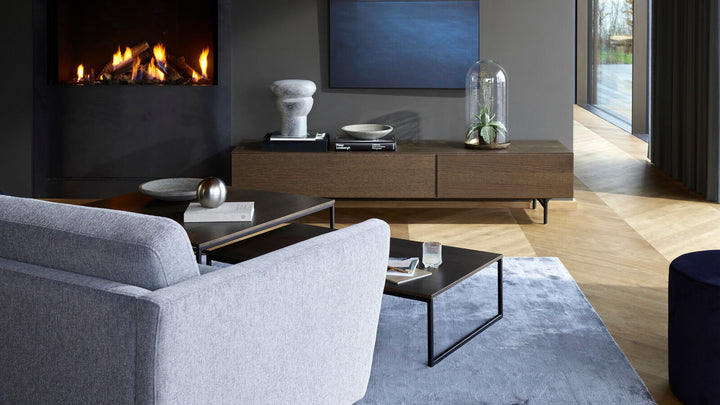 The Decorators: Comoda TV BoConcept Lugano 154x28cm, stejar inchis, cu usi simple