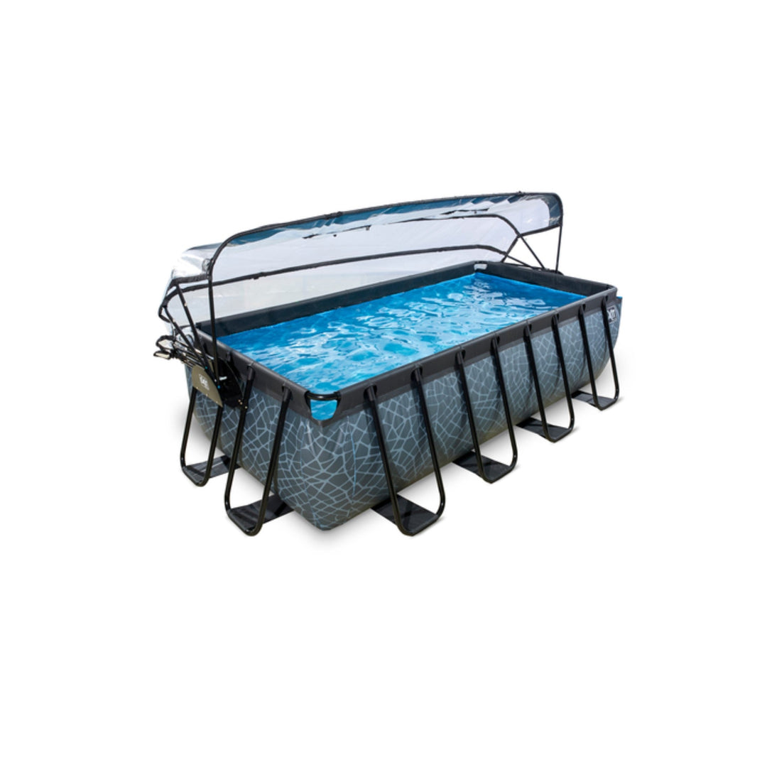 Piscina rectangulara cu pompa filtrare nisip EXIT Frame Pool + Protectie Dome + Pompa de caldura