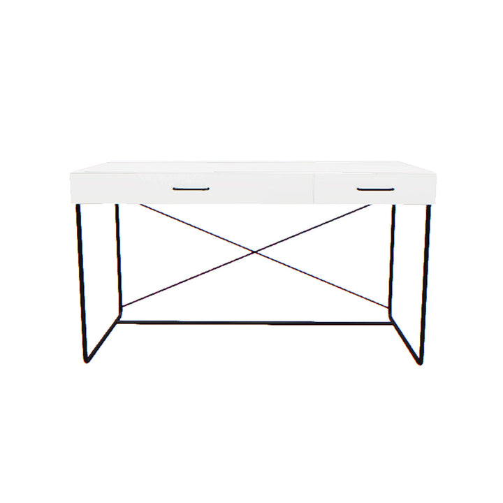 The Decorators: Birou alb cu baza metalica neagra -VOX Creative- 136x67x78 cm