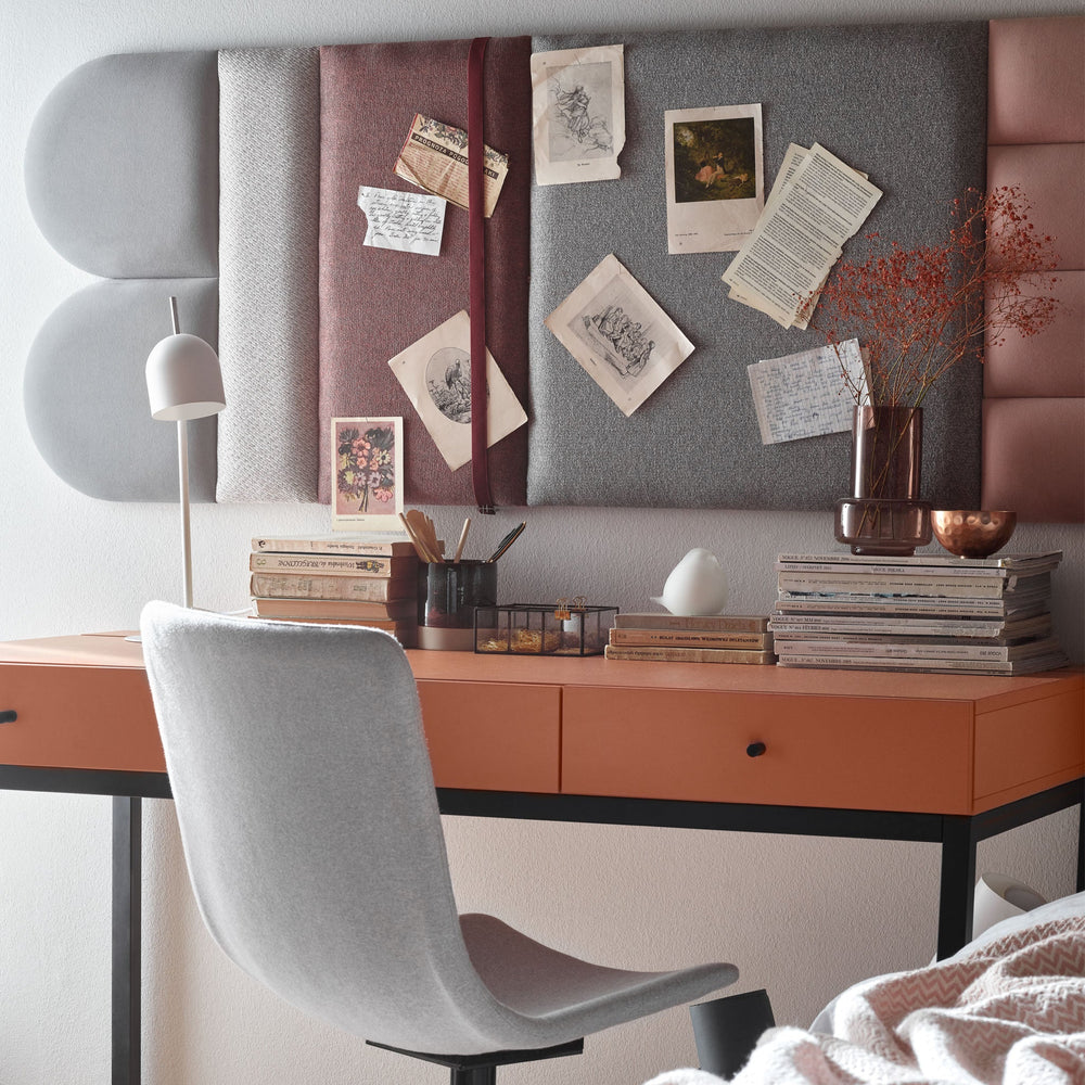 Birou 3 sertare nude-negru VOX Creative- 136x67x78 cm 