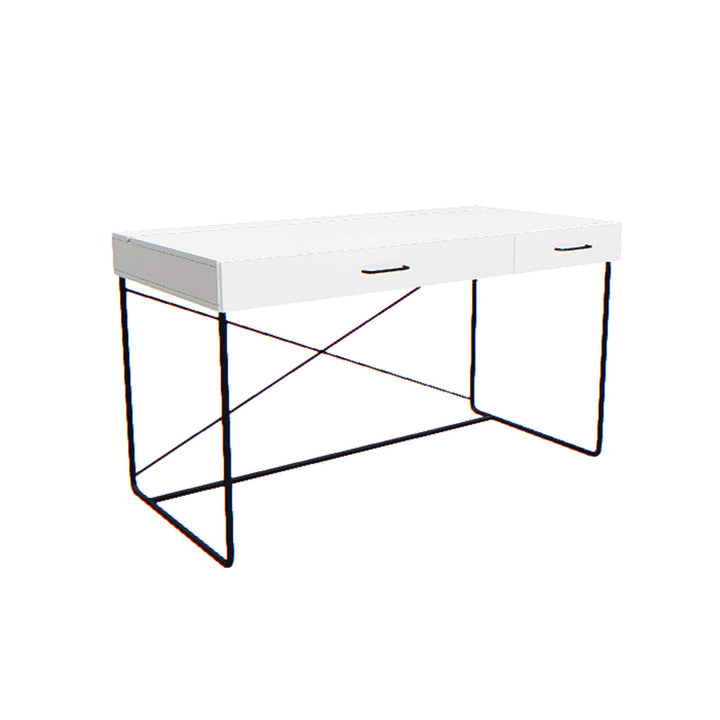 The Decorators: Birou alb cu baza metalica neagra -VOX Creative- 136x67x78 cm