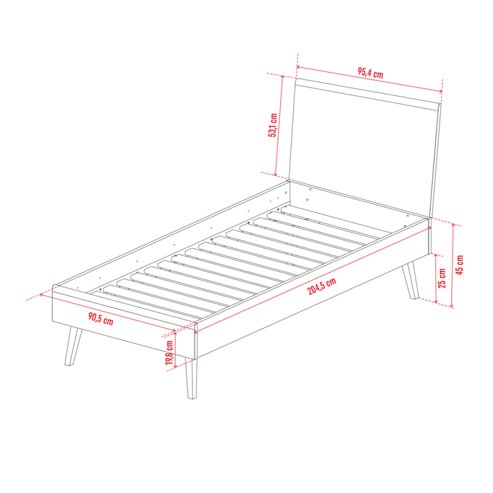Pat cu tablie plina VOX Nature 90x200 cm