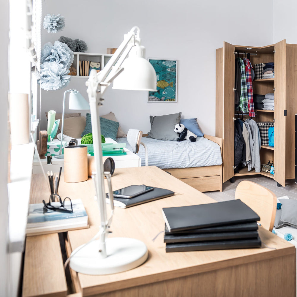 The Decorators: Dulap colt VOX Simple 101x194 cm, negru/stejar