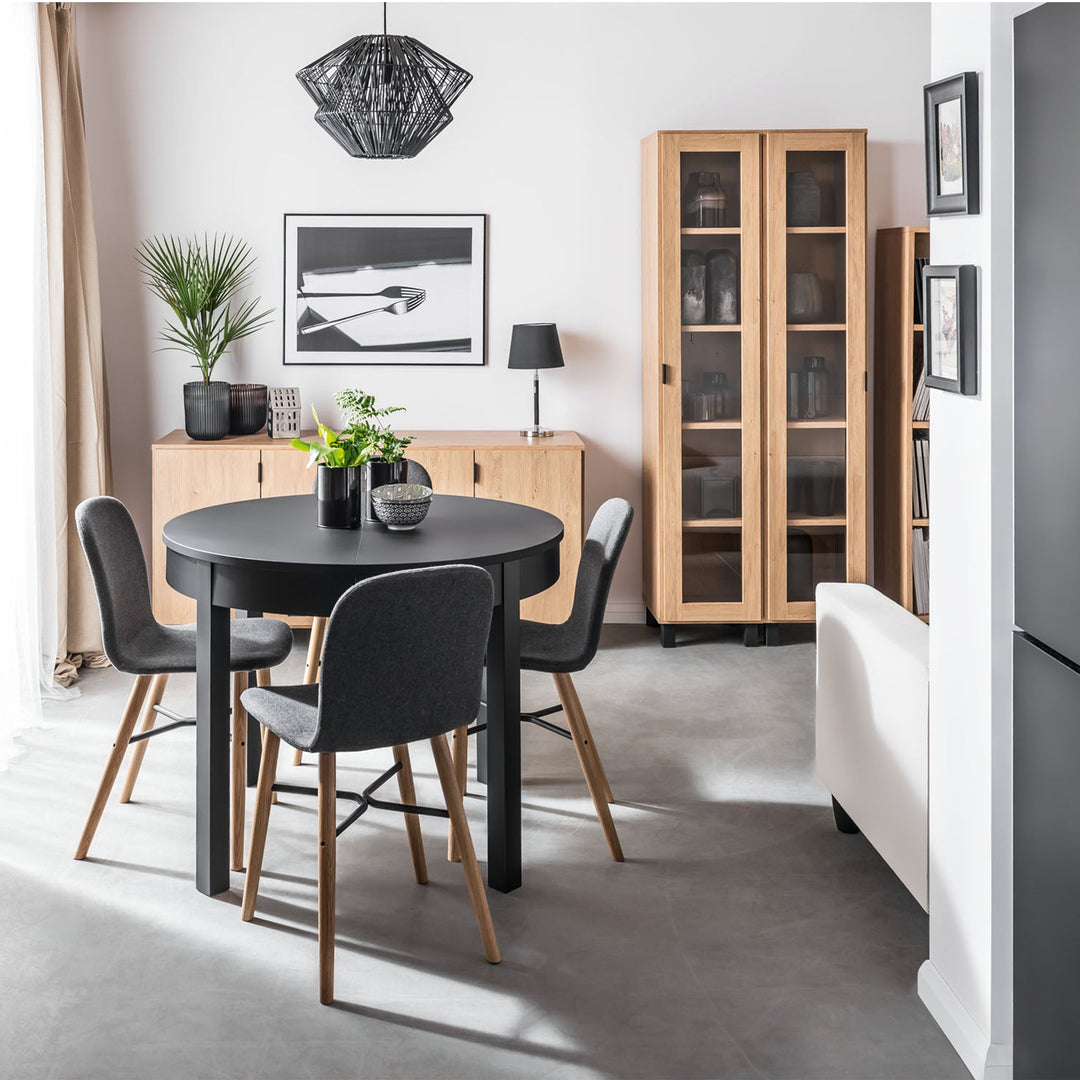 The Decorators: Vitrina 2 usi VOX Simple, carcasa gri/front stejar