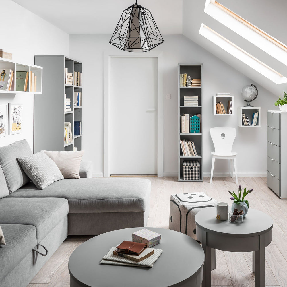 The Decorators: Biblioteca dubla cu 5 rafturi VOX Simple 75.5x38x185 cm, alb