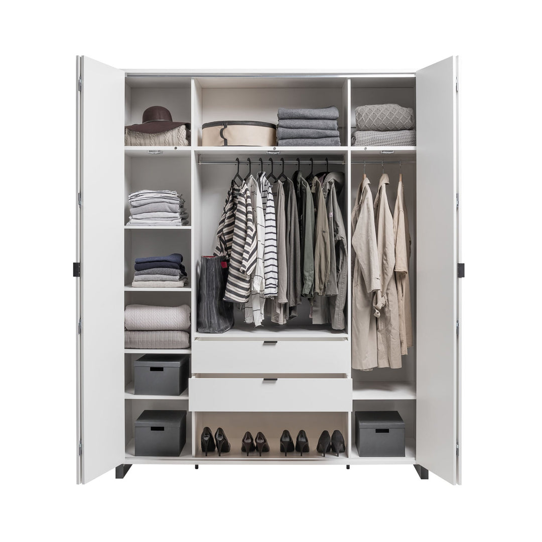 The Decorators: Dulap 4 usi VOX Simple 185x240 cm, alb/stejar
