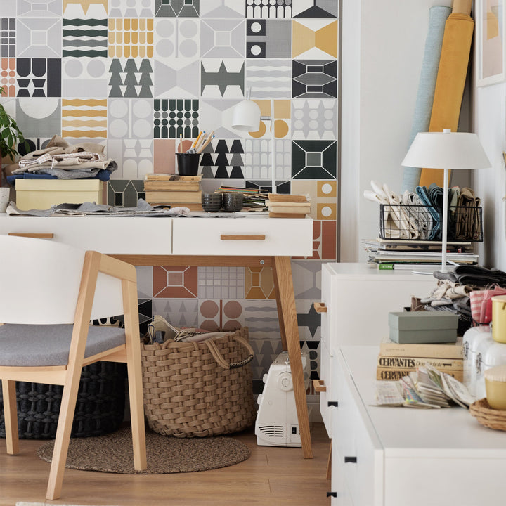 The Decorators: Birou alb-stejar VOX Creative- 136x67x78 cm