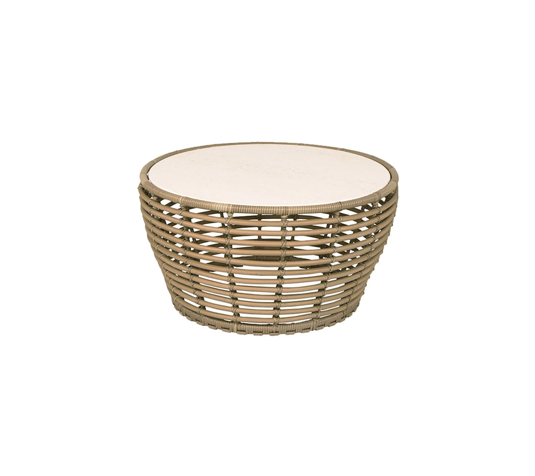 The Decorators: Masuta de cafea rotunda Cane-line Basket medie Natural/Travertine look