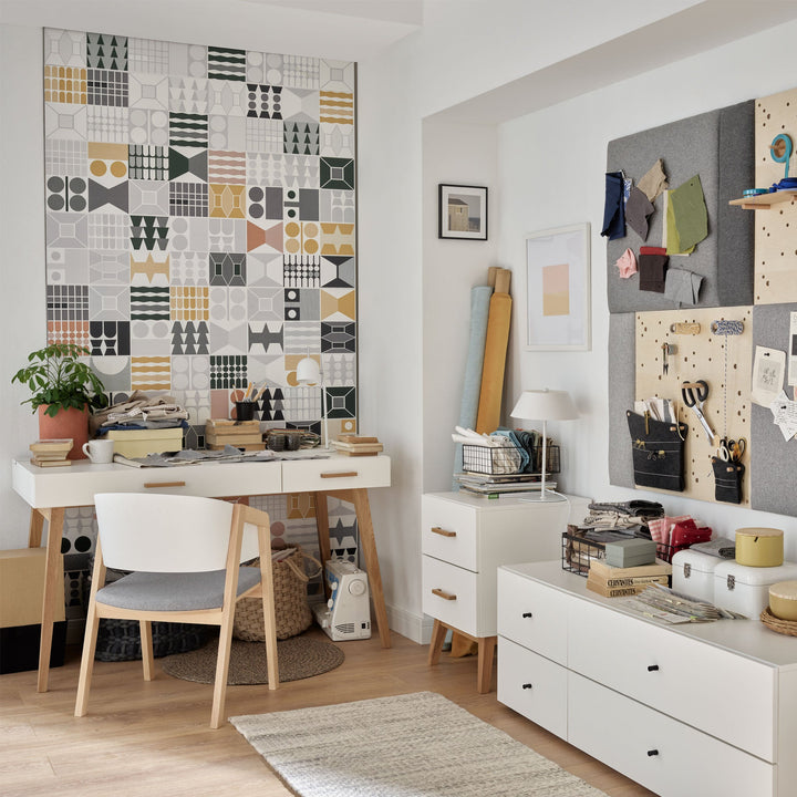 The Decorators: Birou alb-stejar VOX Creative- 136x67x78 cm