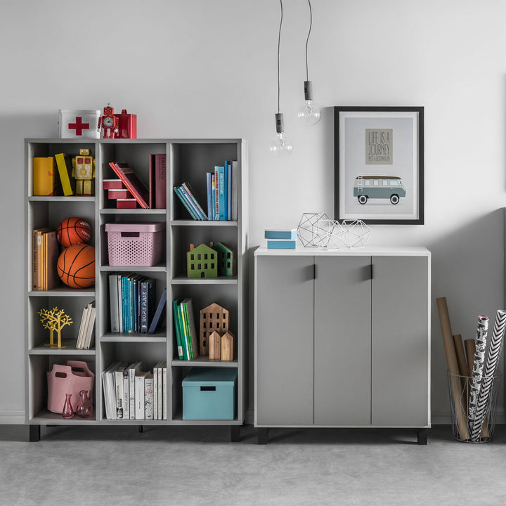 The Decorators: Biblioteca joasa 3x4 sertare VOX Simple 112x38x148.5cm, gri