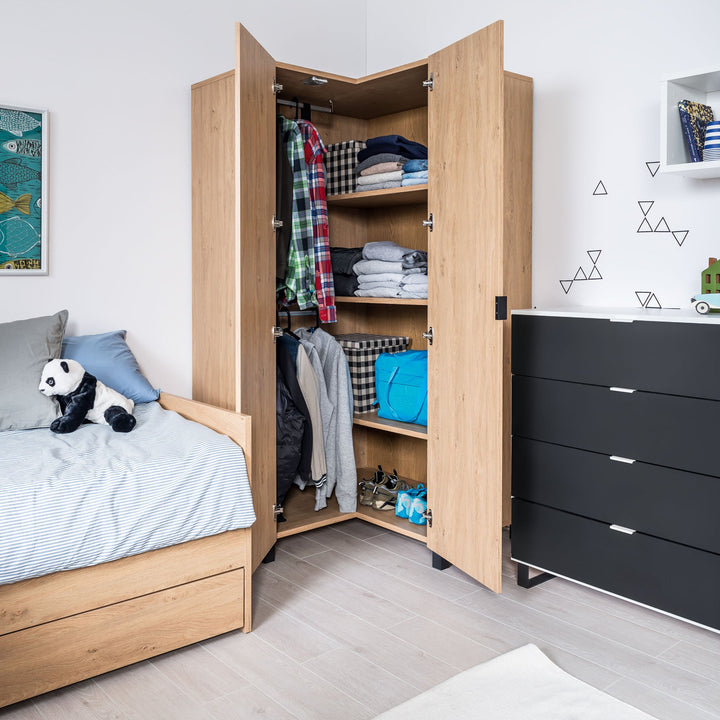 The Decorators: Dulap colt VOX Simple 101x194 cm, negru/stejar