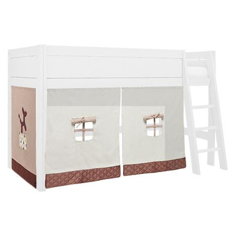 The Decorators: Set perdelute pentru pat semi-inalt, Funland, bumbac si poliester, alb-roz, H128cm
