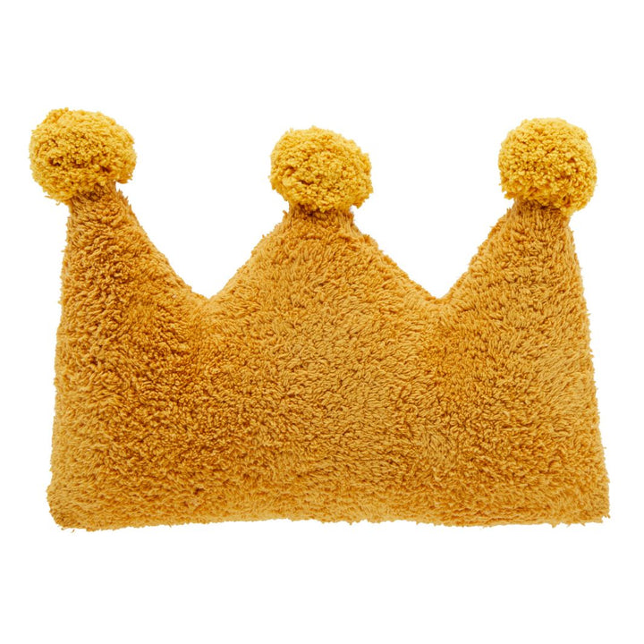 Perna decorativa pentru copii, Princess Crown, bumbac, galben, 45x34 cm
