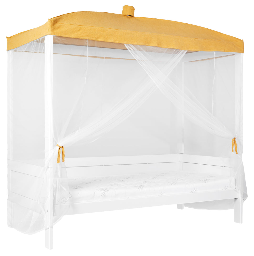 The Decorators: Baldachin pentru pat copii, Honey Glow, bumbac si poliester, galben-alb 225x207x104 cm