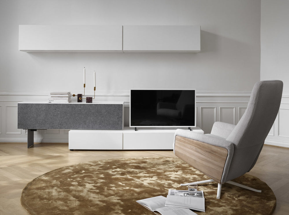The Decorators: Comoda TV BoConcept Lugano 192x28cm, alb, usi cu model