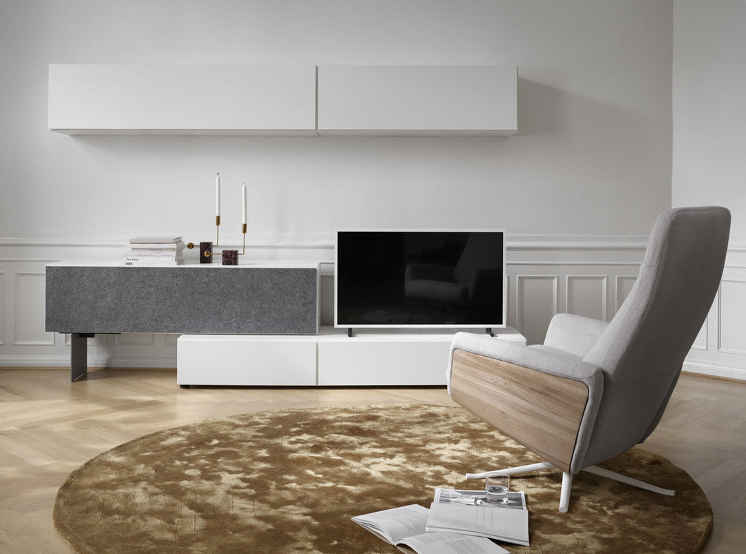 The Decorators: Comoda TV BoConcept Lugano 192x28cm, alb, usi simple si sertar