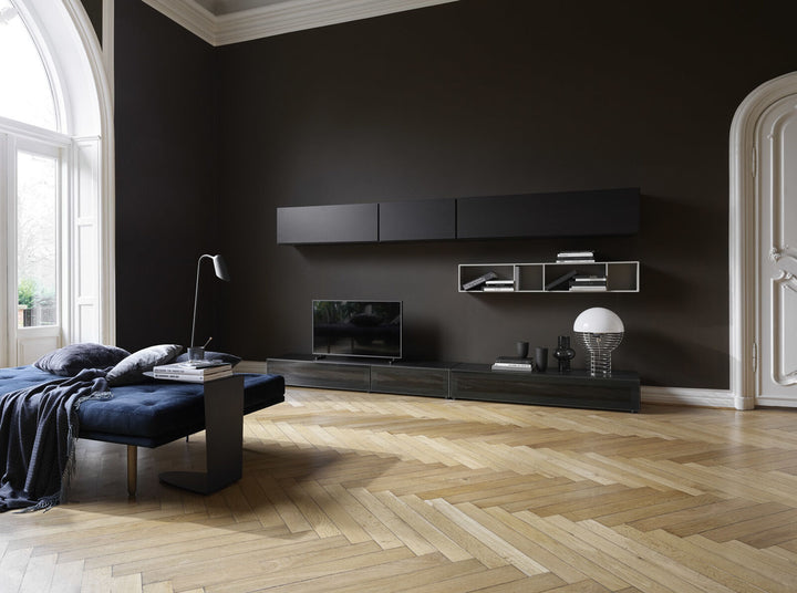 The Decorators: Comoda TV BoConcept Lugano 154x28cm, stejar inchis, cu usi simple