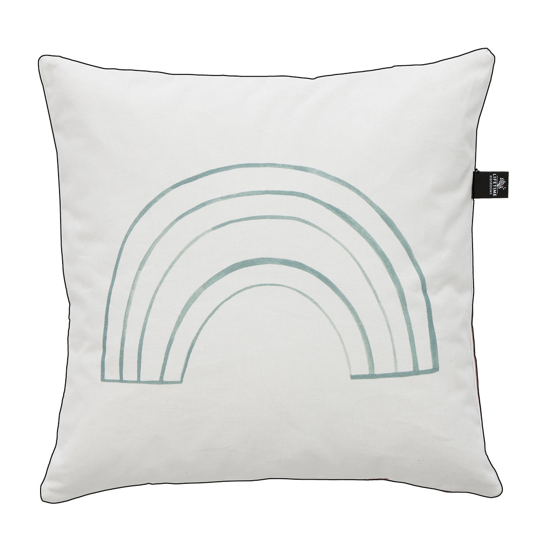 The Decorators: Perna decorativa cu 2 fete, Rainbow Fairy Dust, bumbac, alb-verde, 50x50 cm