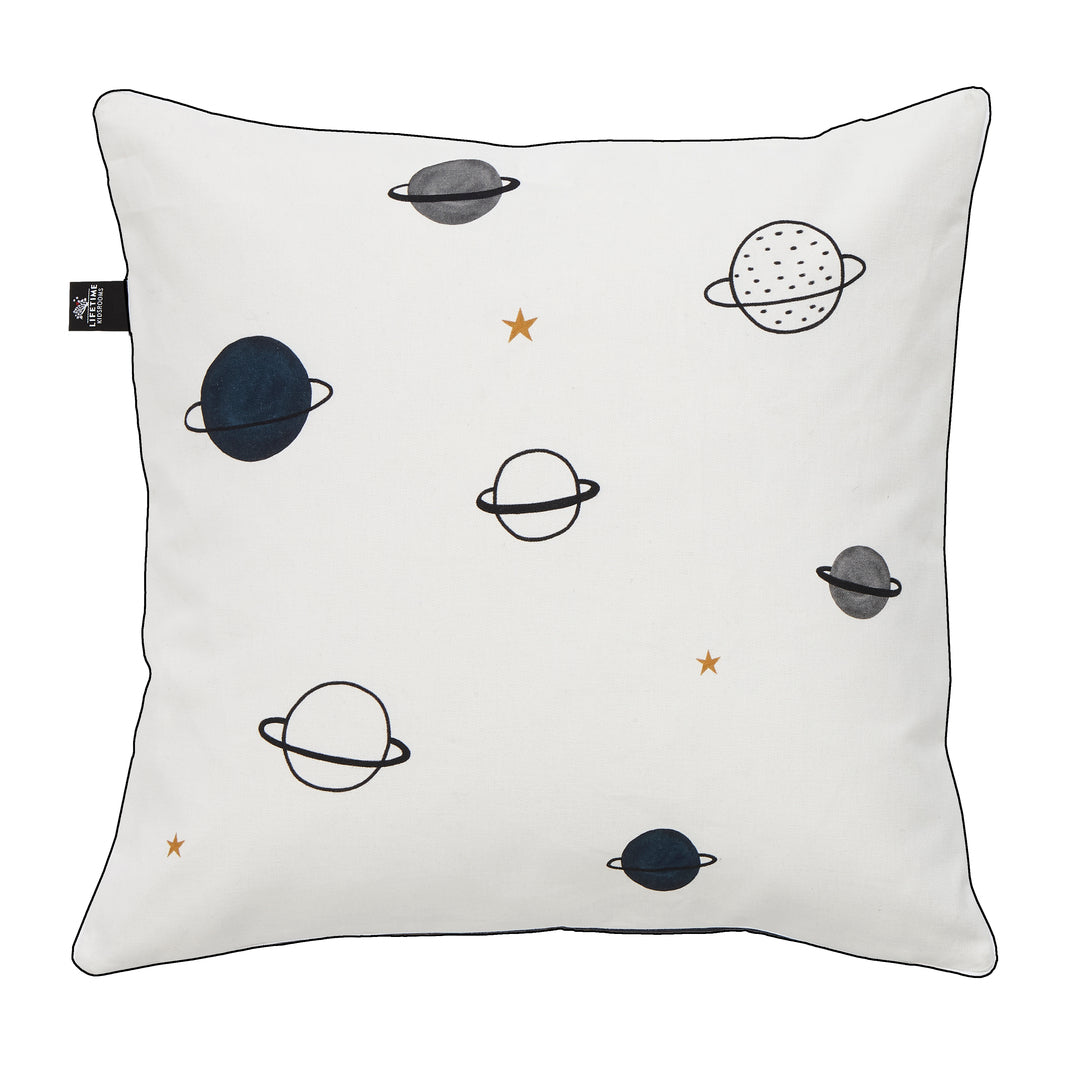 The Decorators: Perna decorativa cu 2 fete, Space Dream Planets, bumbac, alb si albastru 50x50 cm