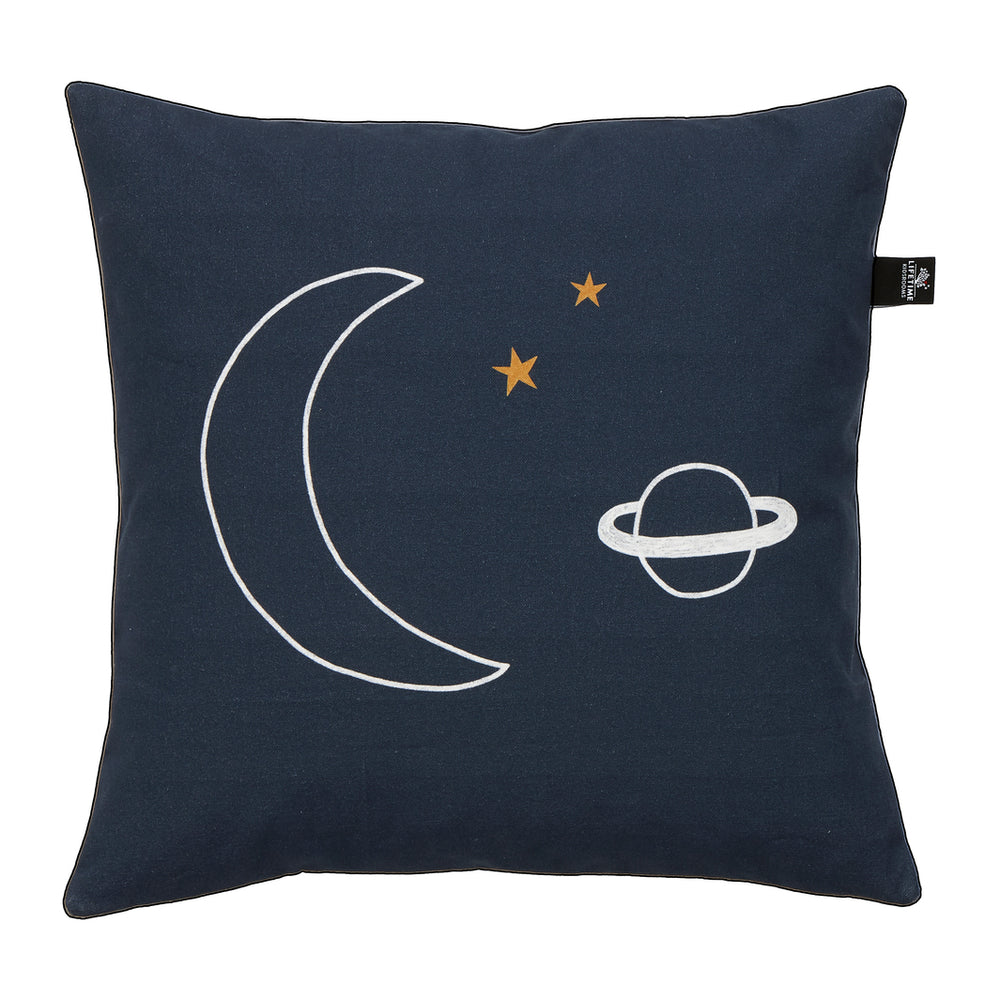 The Decorators: Perna decorativa cu 2 fete, Space Dream Planets, bumbac, alb si albastru 50x50 cm