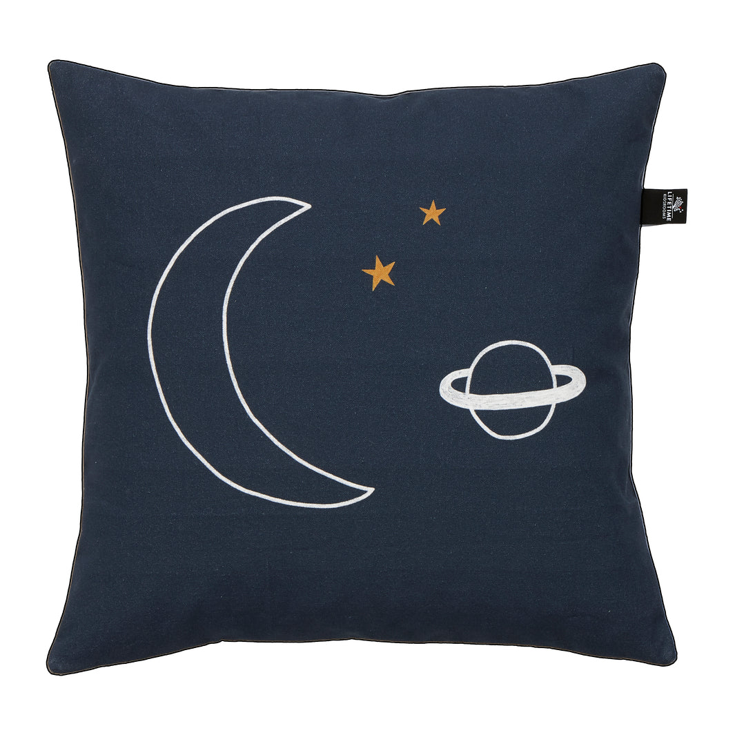 The Decorators: Perna decorativa cu 2 fete, Space Dream Planets, bumbac, alb si albastru 50x50 cm