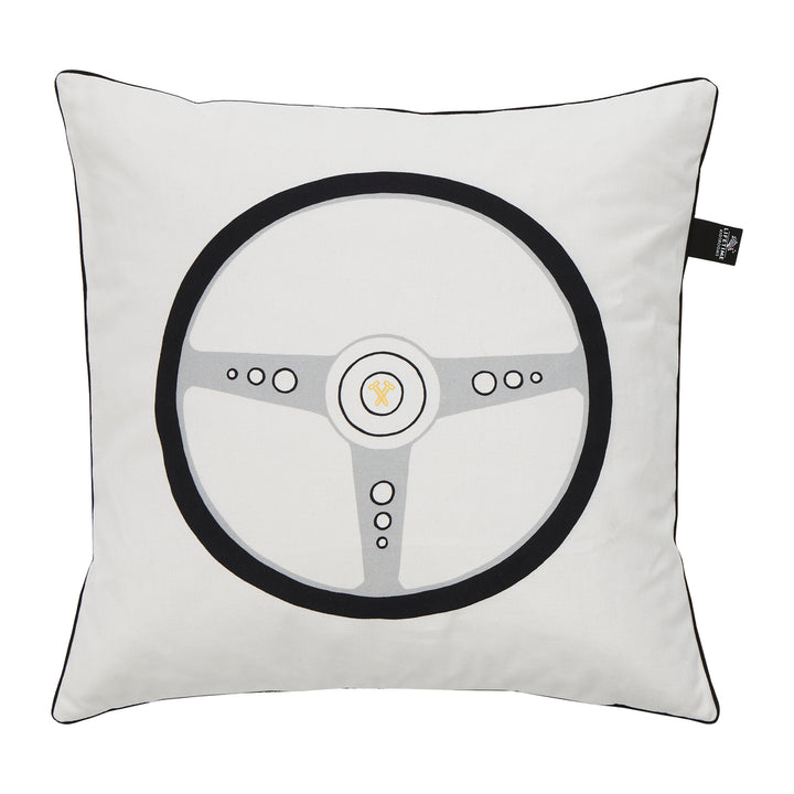 The Decorators: Perna decorativa cu 2 fete, Road Trip Steer, bumbac, alb-negru, 50x50 cm