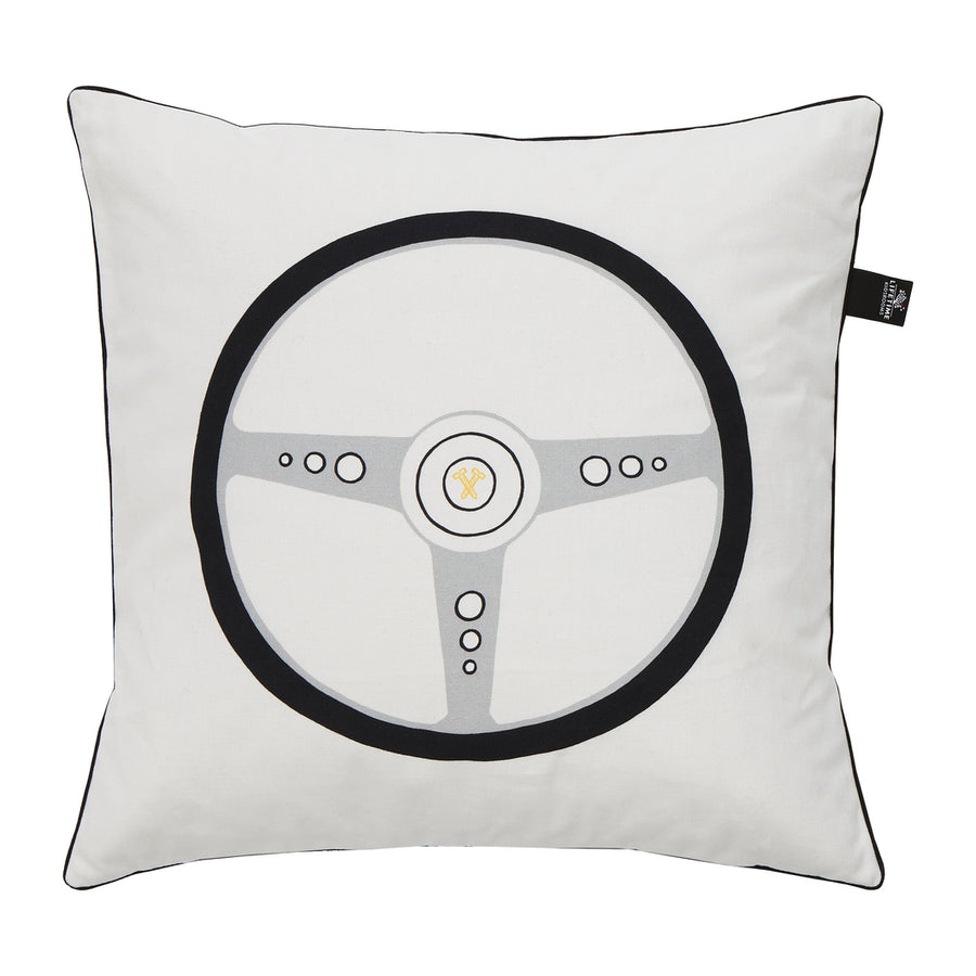 The Decorators: Perna decorativa cu 2 fete, Road Trip Steer, bumbac, alb-negru, 50x50 cm
