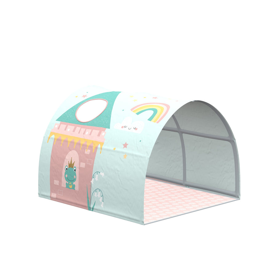 Cort textil pentru pat de copii, Cave, bumbac, roz, 102x102x86 cm