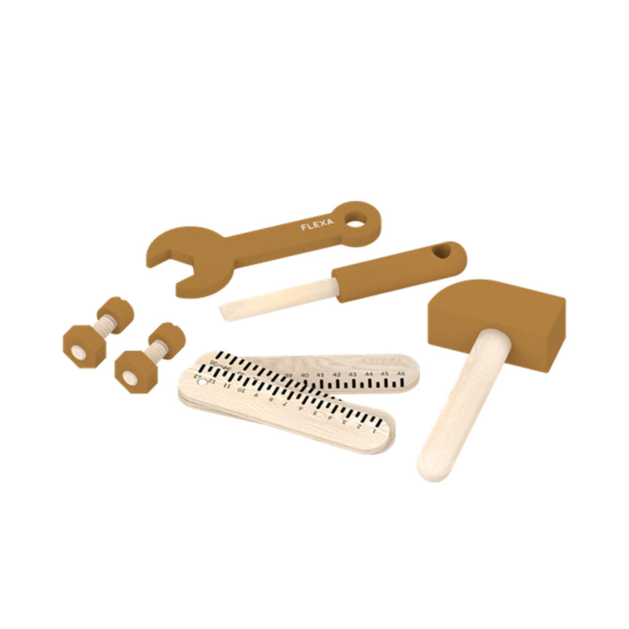 Set 8 piese unelte de joaca, Play, lemn de mesteacan, 17x3 cm