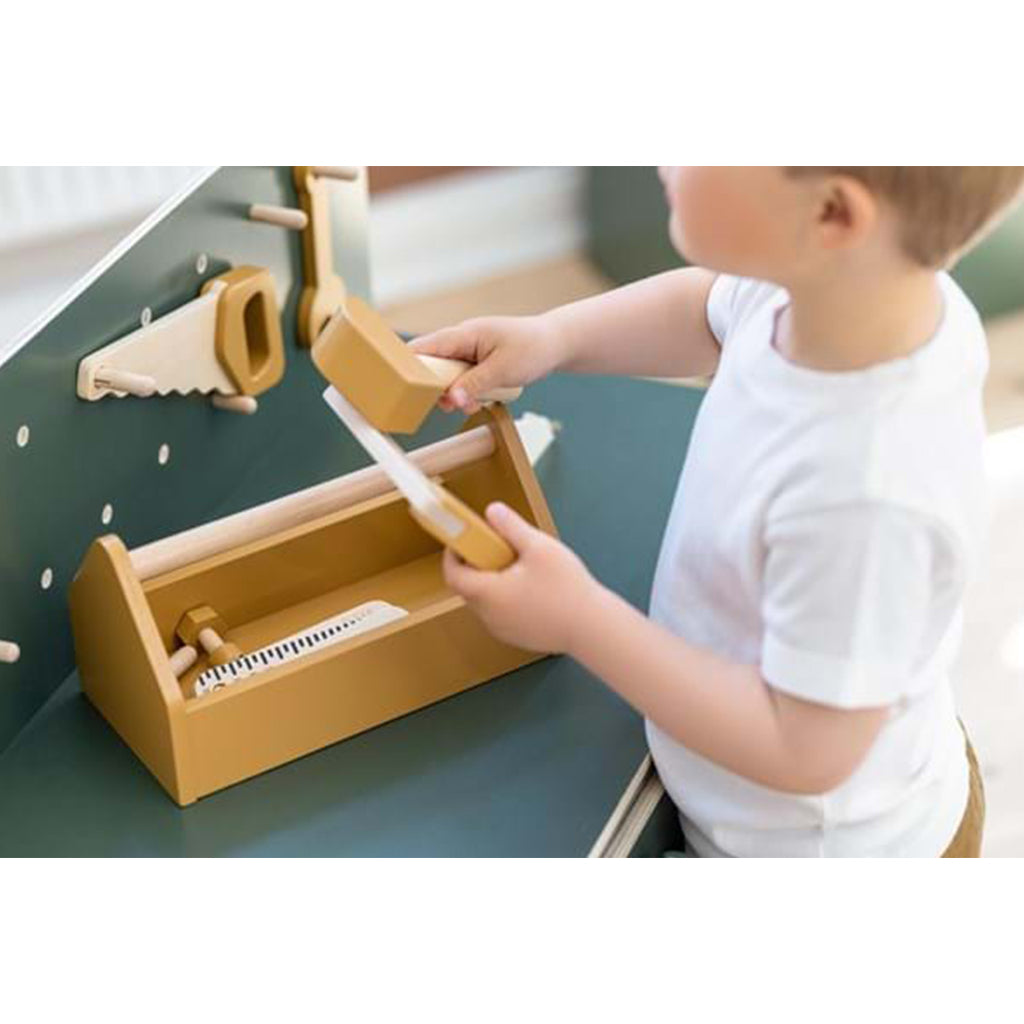 The Decorators: Trusa unelte de jucarie, Play, mustar, 26x13x14 cm