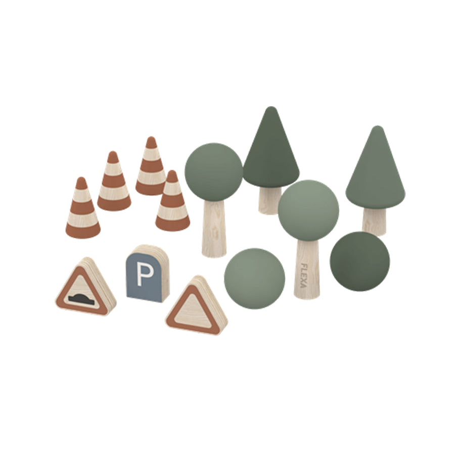 Accesorii joaca traseu pentru masinute, Play, lemn de mesteacan, 9/5/4 cm