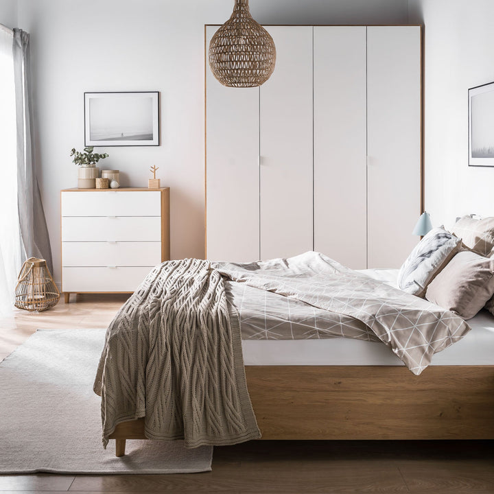 The Decorators: Dulap 4 usi VOX Simple 185x240 cm, stejar/gri