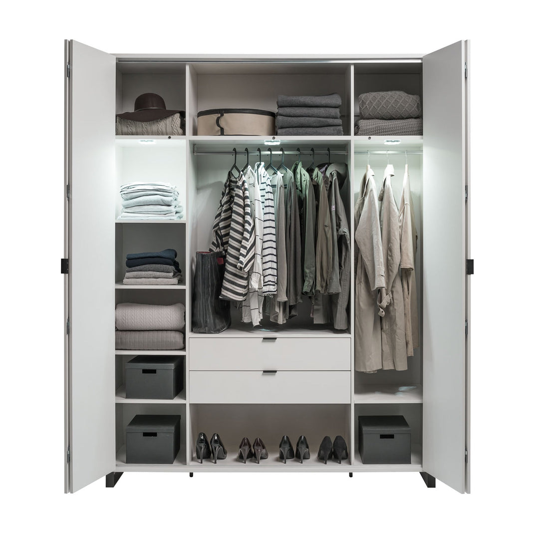 The Decorators: Dulap 4 usi VOX Simple 185x240 cm, alb/stejar