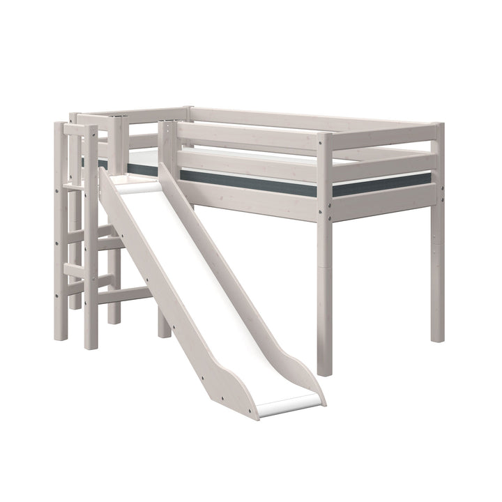 The Decorators: Pat inaltime 120 cm cu platforma si tobogan Flexa Classic 90x200 cm