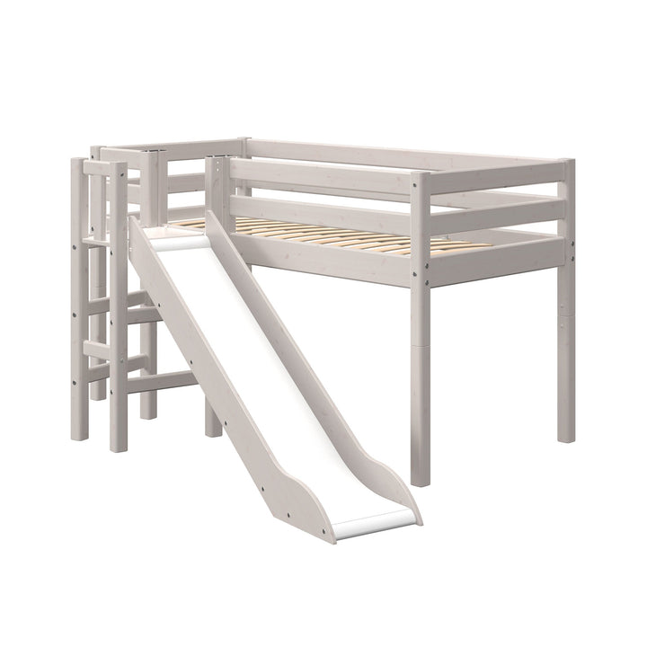 The Decorators: Pat inaltime 120 cm cu platforma si tobogan Flexa Classic 90x200 cm