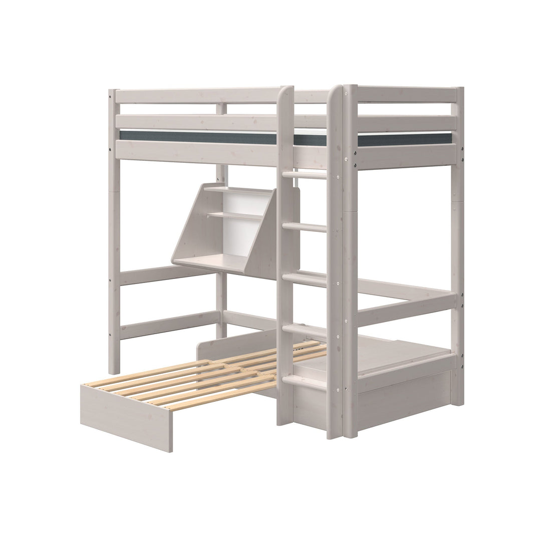The Decorators: Pat inaltime 184 cm cu scara dreapta, birou si modul de dormit Flexa Classic 90x200 cm