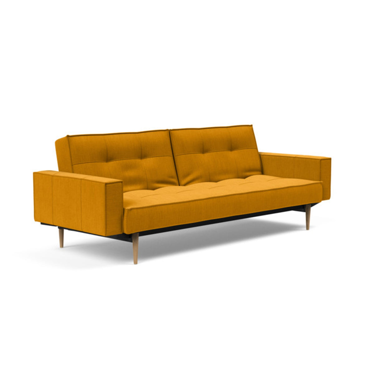 Canapea extensibila cu brate Splitback Styletto Light Wood Elegance Burned Curry 115x210cm