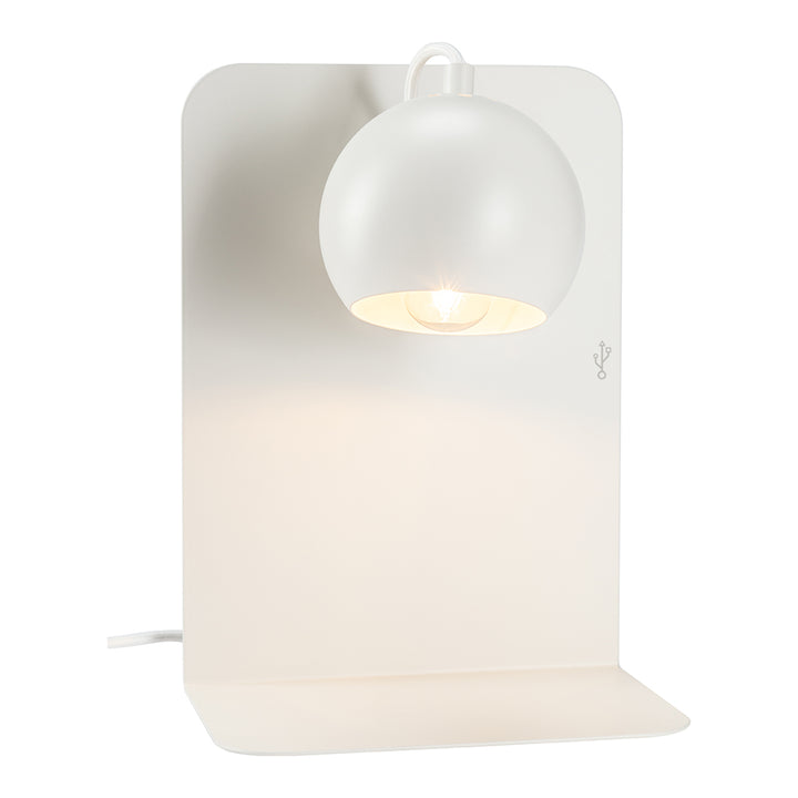 The Decorators: Aplica perete reglabila cu USB si suport telefon mobil VOX Ball, metal, alb