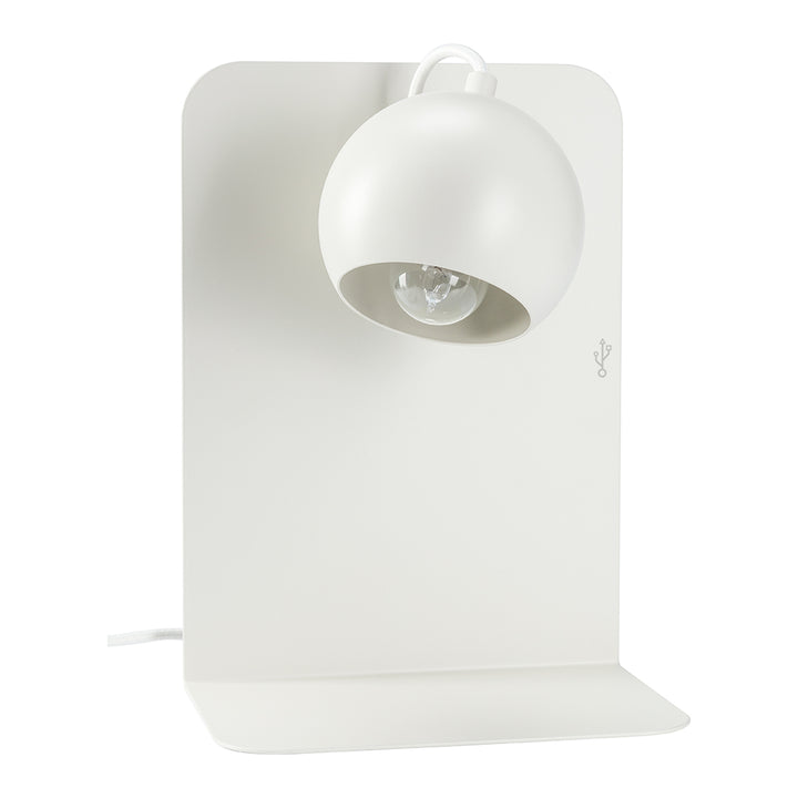 The Decorators: Aplica perete reglabila cu USB si suport telefon mobil VOX Ball, metal, alb