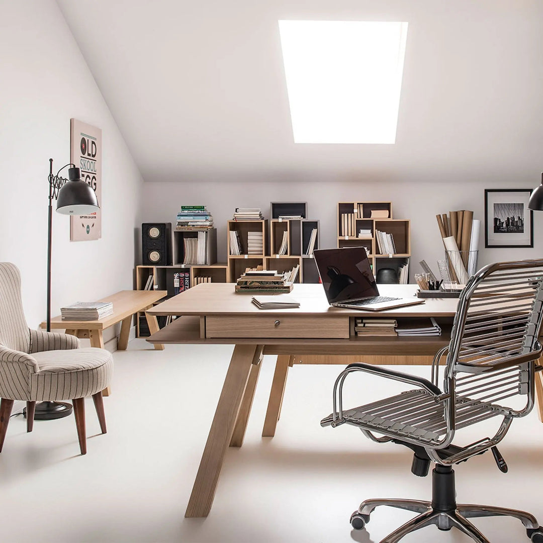 The Decorators: Bancheta din pal melaminat, alb/stejar, VOX 4 You 170x36x46 cm