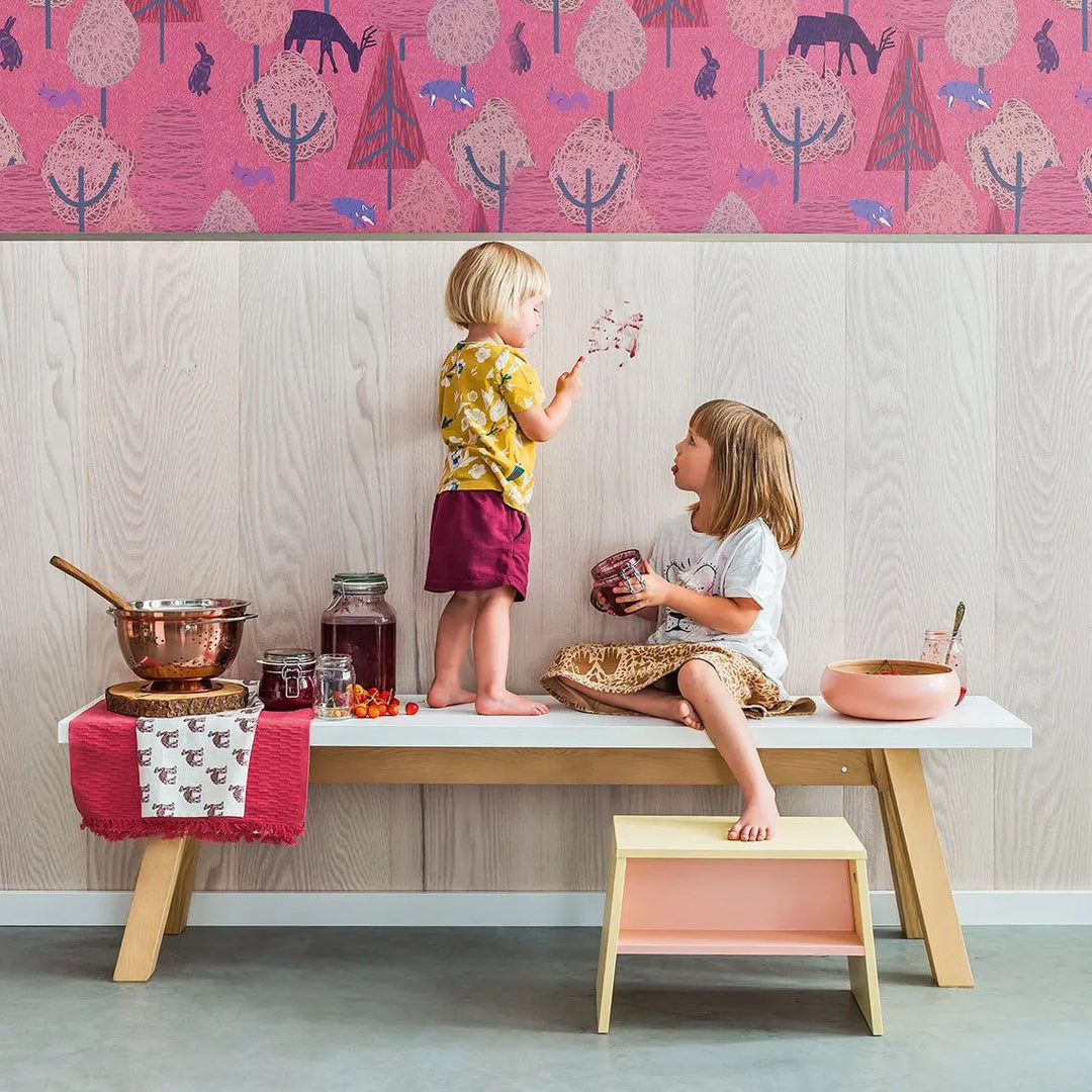 The Decorators: Bancheta din pal melaminat, alb/stejar, VOX 4 You 170x36x46 cm